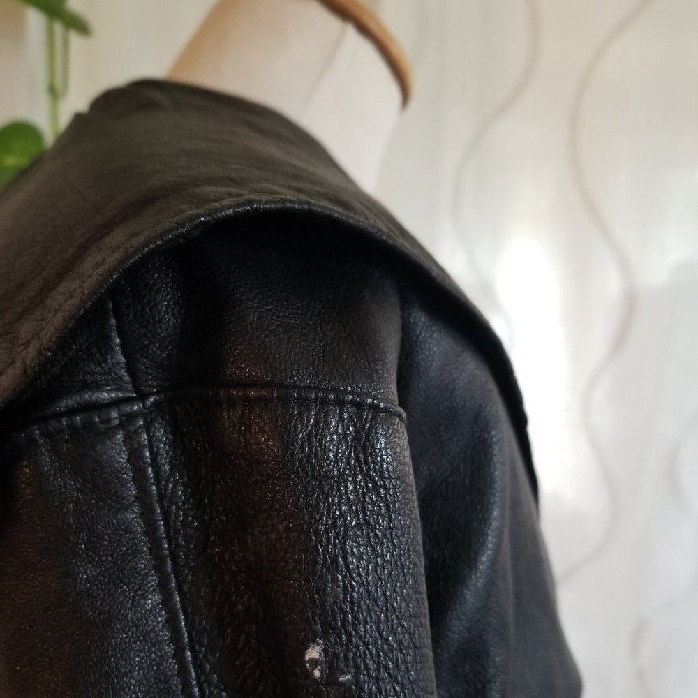 Vintage 1980s moto jacket, Back leather jacket, designer size Medium - Picture 12 of 15